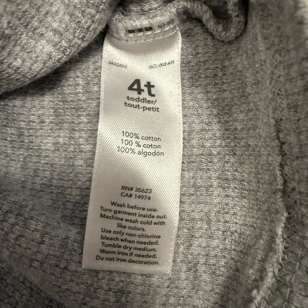 Carter's Thermal Shirt Toddler 4T Grey Navy Coolest Brother Raglan Sleeve Waffle